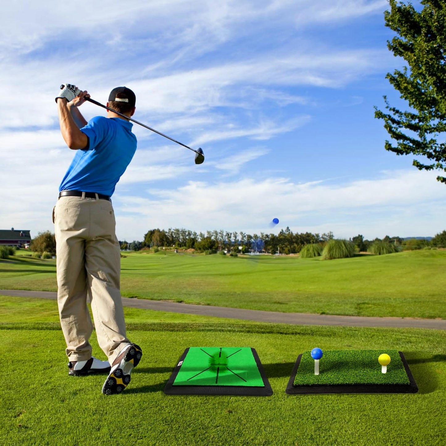 - Golf Mat - Golf Hitting Mat - Golf Mats Practice Outdoor Indoor Golf Training Mat - Golf Practice Mats Outdoor - Chipping Mat - Shows Swing Path - Golf Turf Mat 3-In-1 Impact Golf Mat