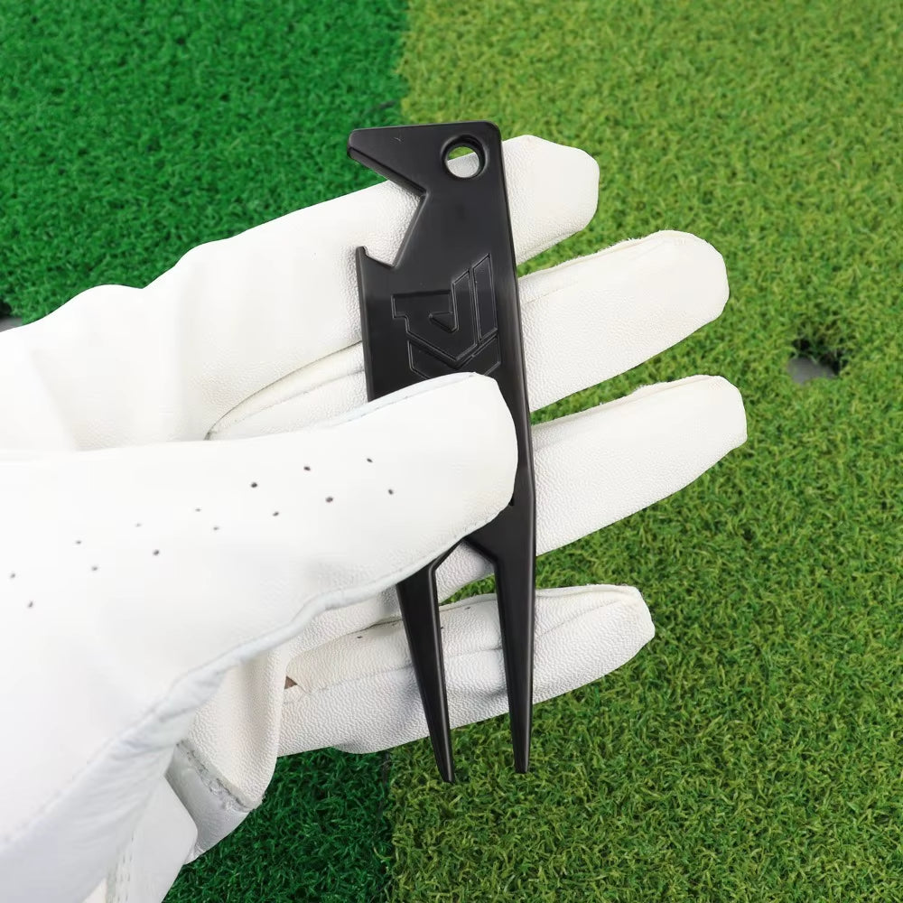 2 in 1 Metal Golf Divot Repair Tool Golf Club Groove Cleaner Golf Putting Green Fork Golf Pitchforks Golf Accessories