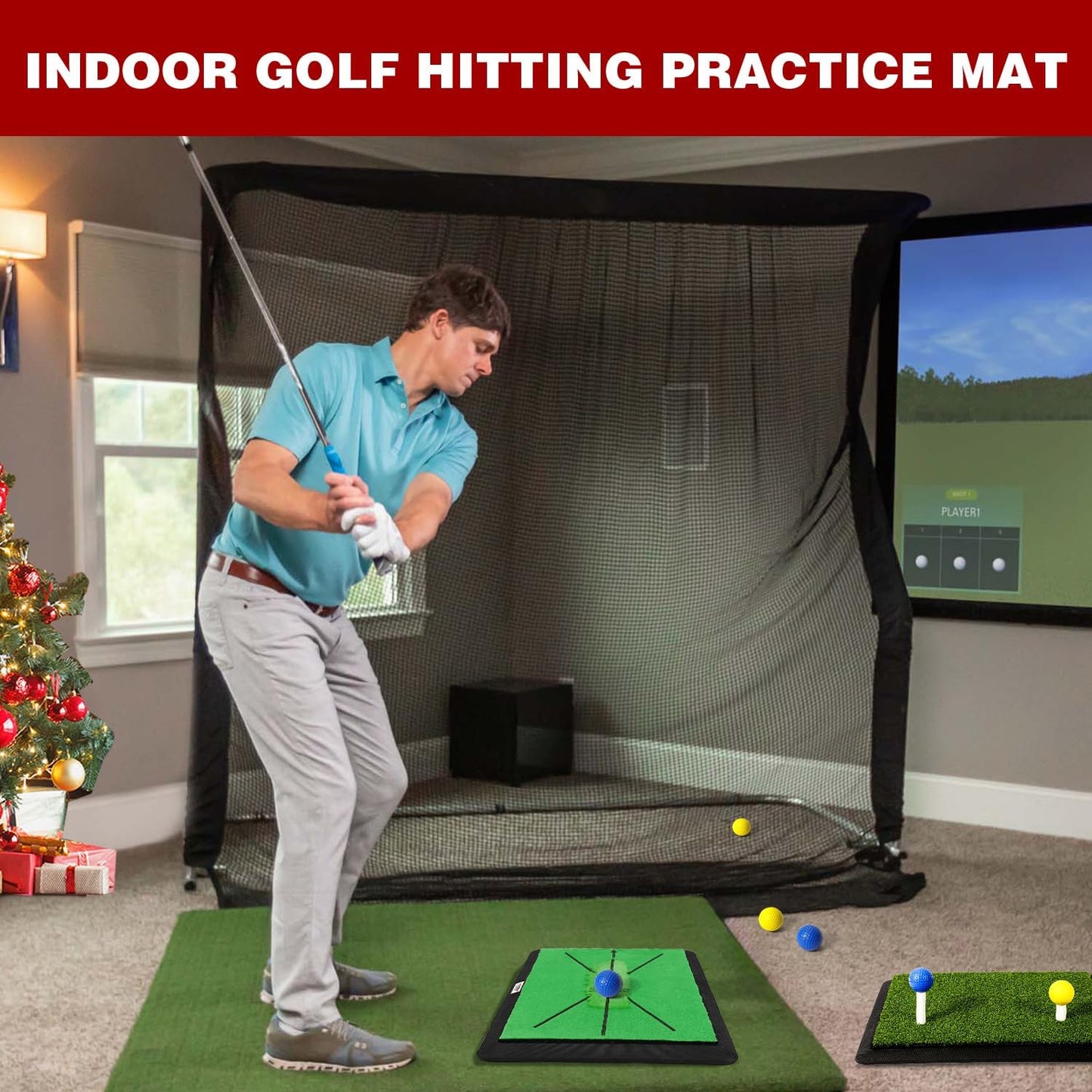 - Golf Mat - Golf Hitting Mat - Golf Mats Practice Outdoor Indoor Golf Training Mat - Golf Practice Mats Outdoor - Chipping Mat - Shows Swing Path - Golf Turf Mat 3-In-1 Impact Golf Mat